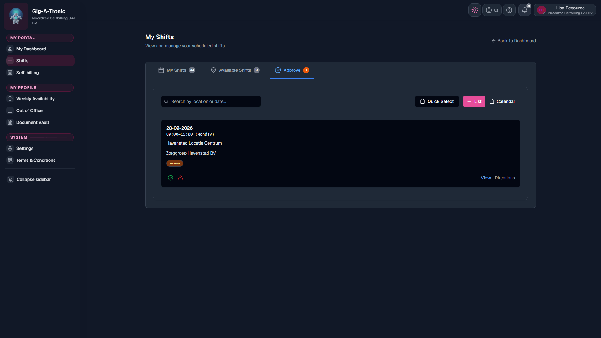Verify / Disputes tab: verification and disputes waiting on you.