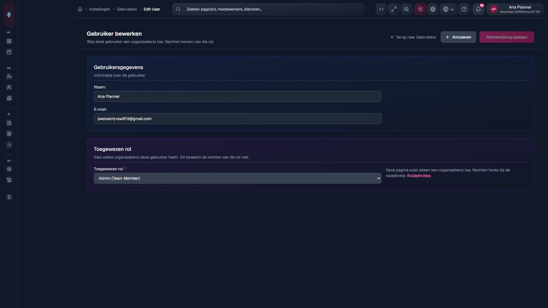 Gebruiker bewerken: organisatorische rol (/settings/users/edit?id=).