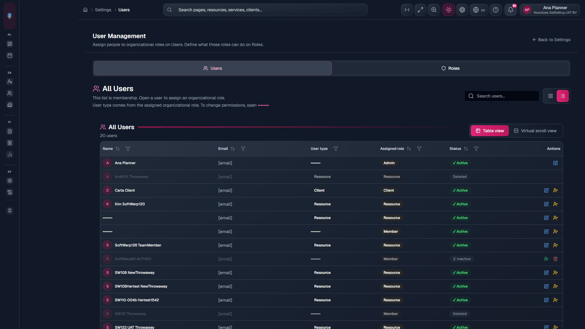 User Management: Users tab list (/settings/users?tab=users).